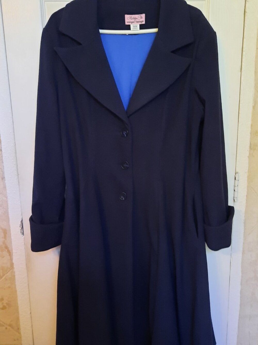 Micheline Pitt for Unique Vintage blue dress coat - Picture 2 of 3